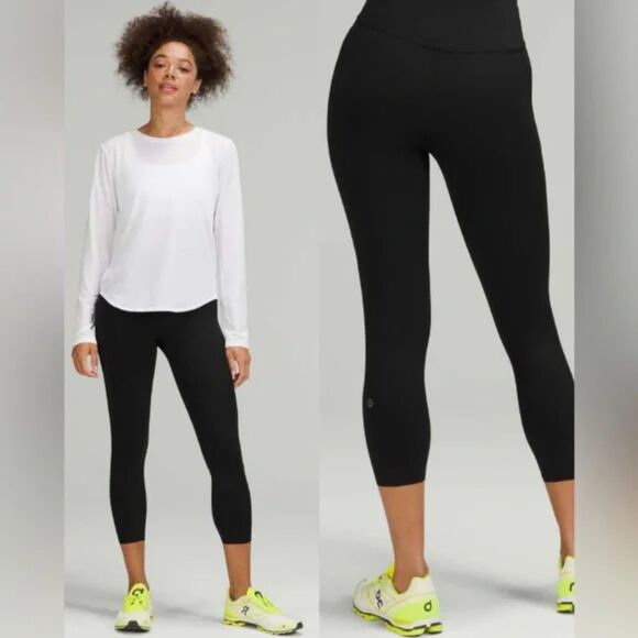 LULULEMON Pants Womens 4 Black Base Pace High-Rise Crop 23" Pull On Lounge - Picture 1 of 9